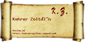 Kehrer Zoltán névjegykártya