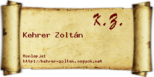 Kehrer Zoltán névjegykártya